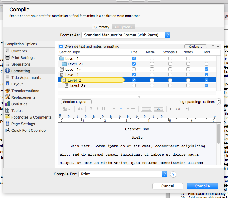 Scrivener level numbering system - Scrivener Format Hierarchy Explained